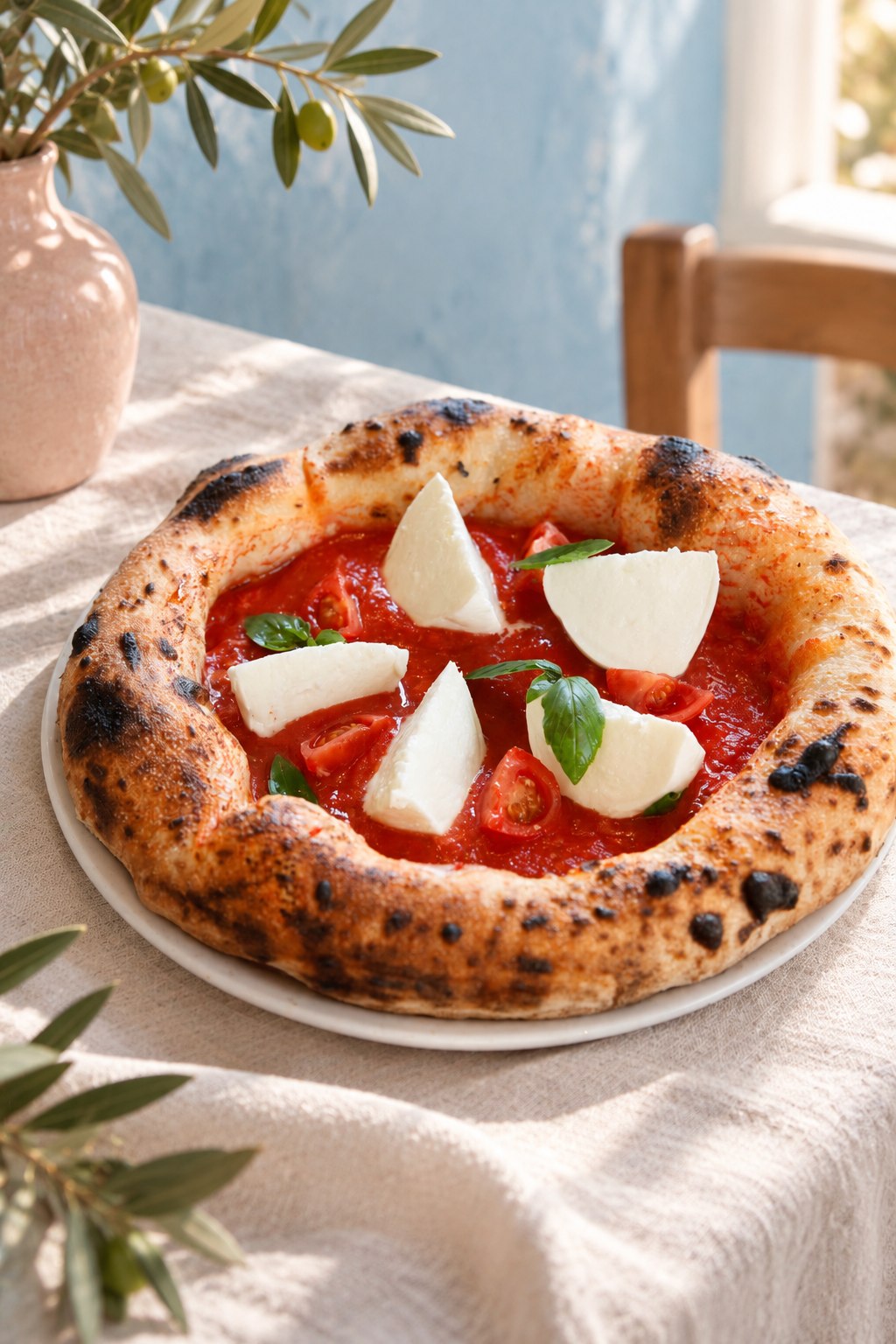 Pizza BIGA con pomodoro, mozzarella e basilico